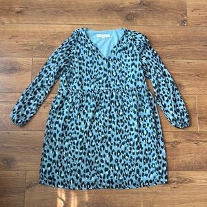 Blue Leopard Print Kids Dress